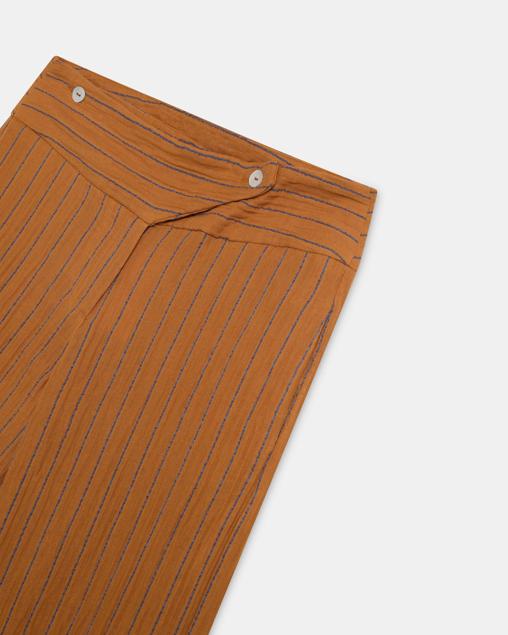 Pantalón Rayas Cinturilla Cruzada Naranja