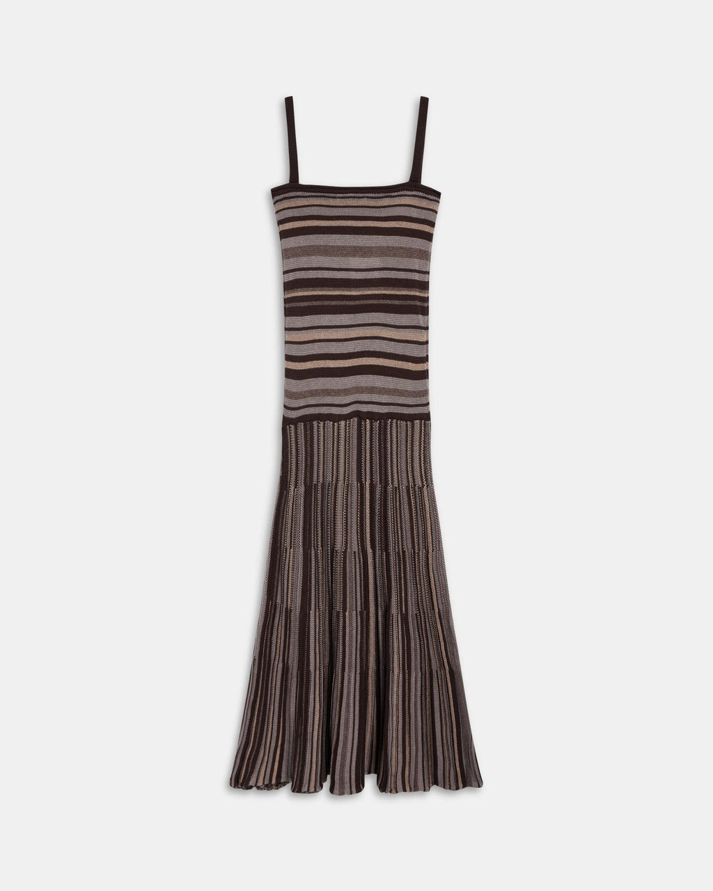 Vestido Punto Rayas Marrón