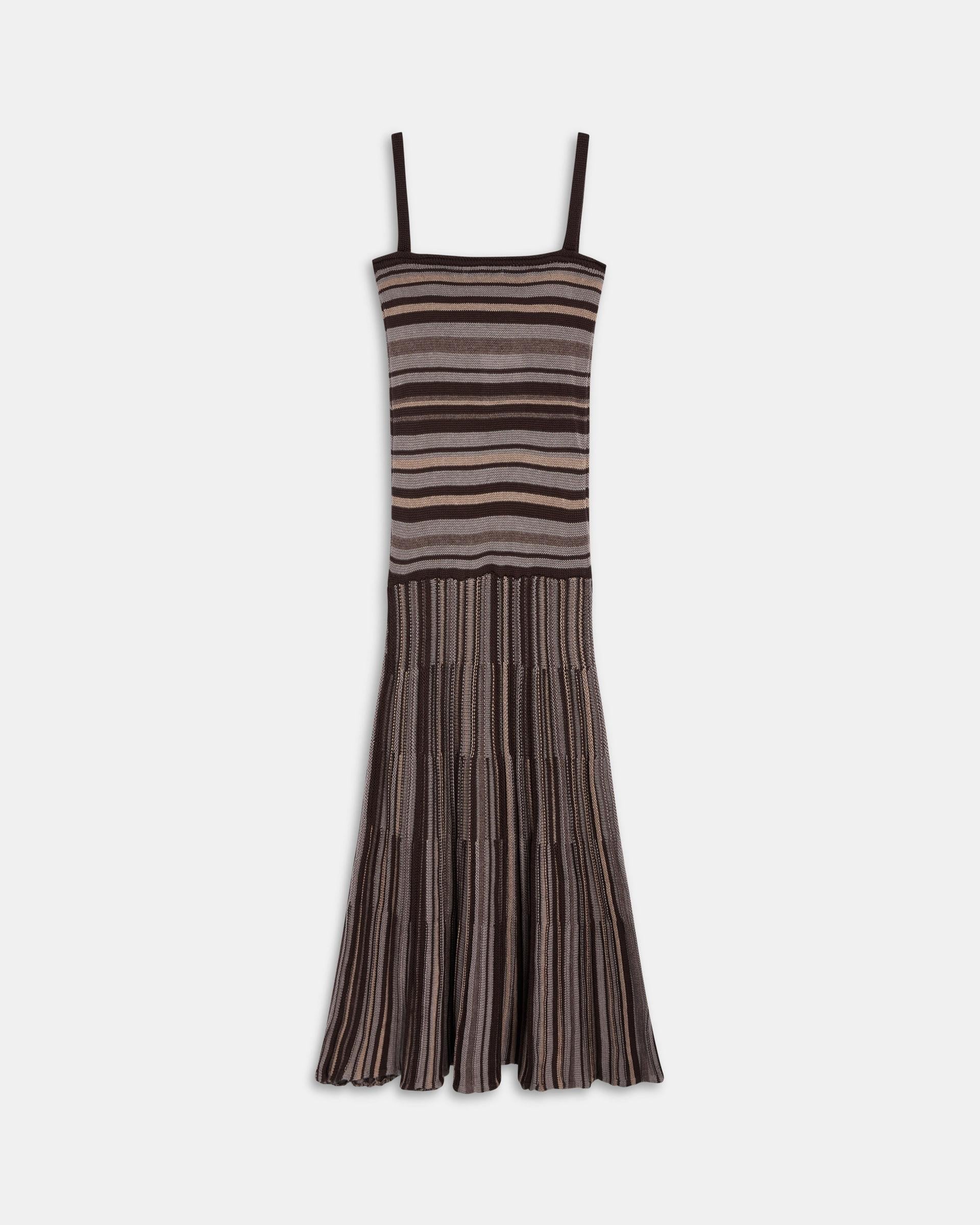 Vestido Punto Rayas Marrón