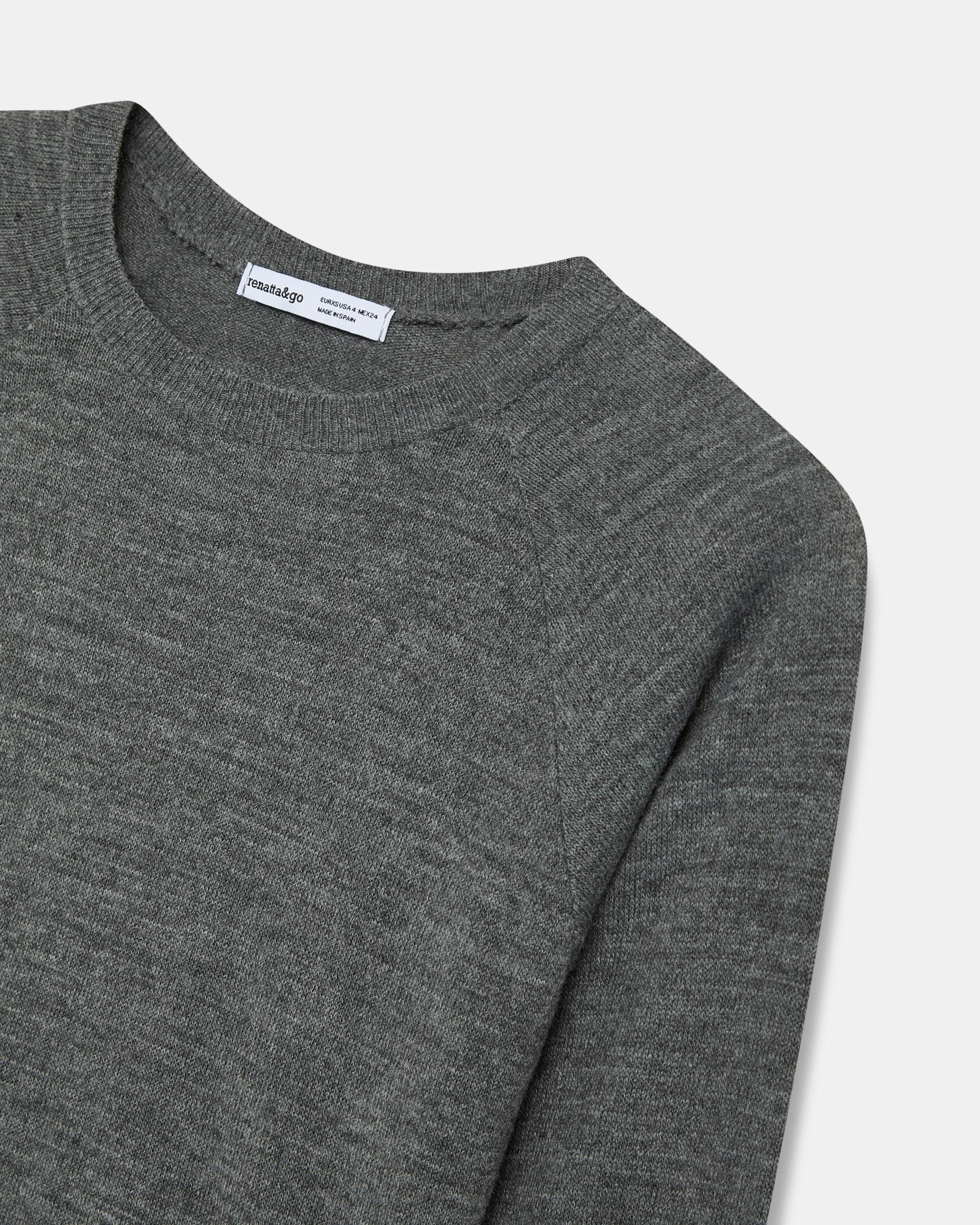 Jersey Cuello Redondo Punto Fino Gris