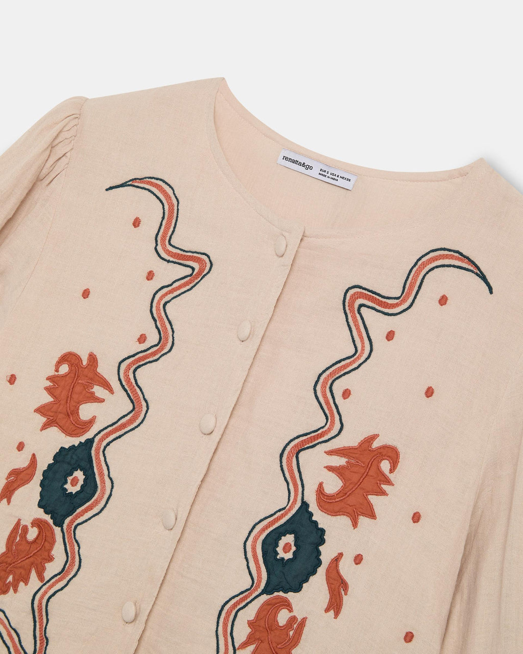 Sobrecamisa Bordados Étnicos Rosa Palo
