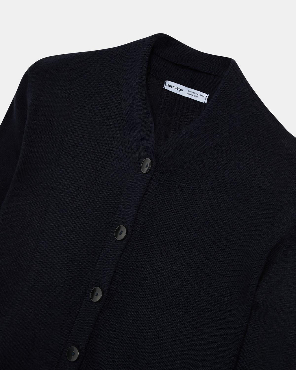 Chaqueta Punto Cuello Subido Pico Azul Marino
