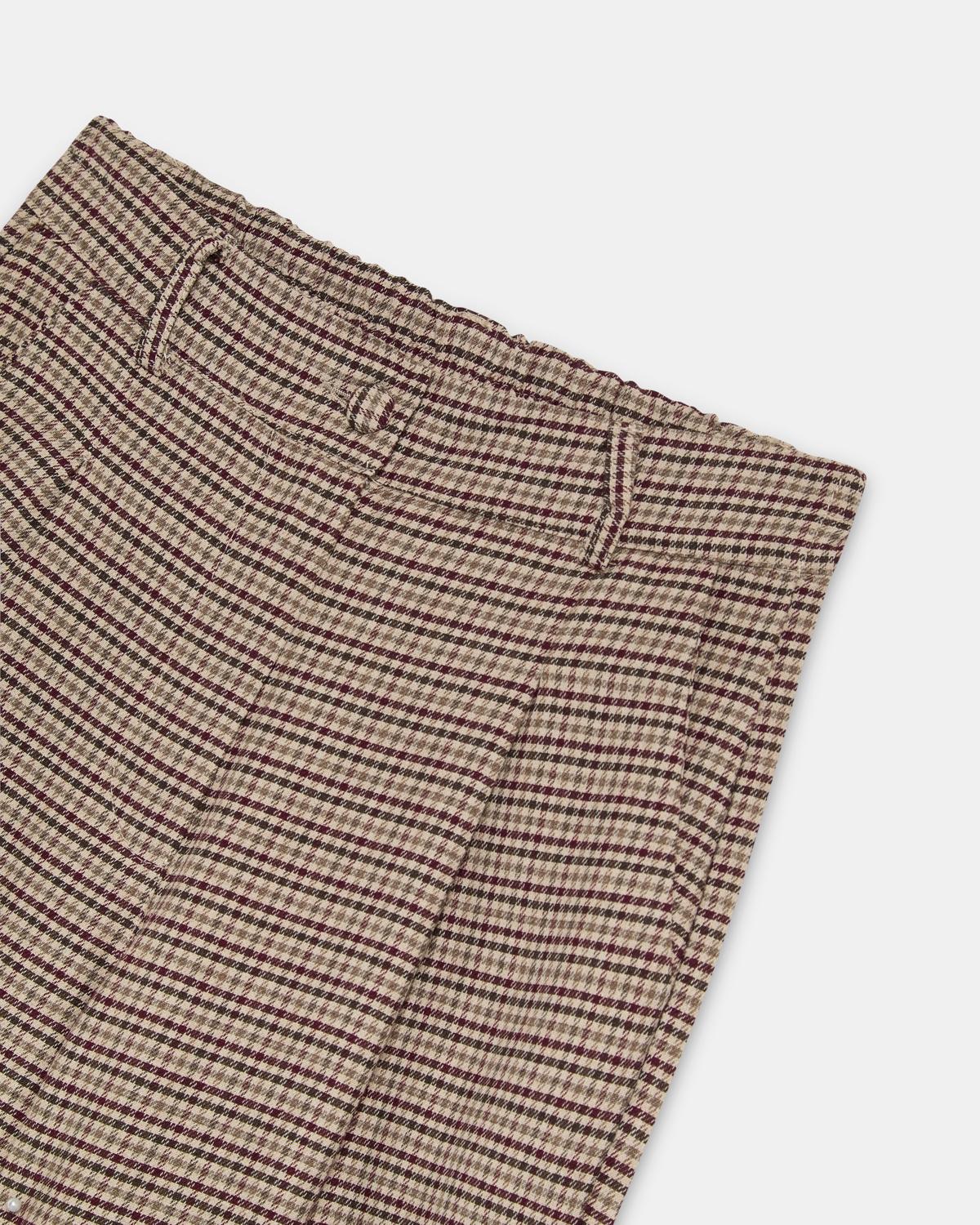 Pantalón Cuadros Pinzas Marrón