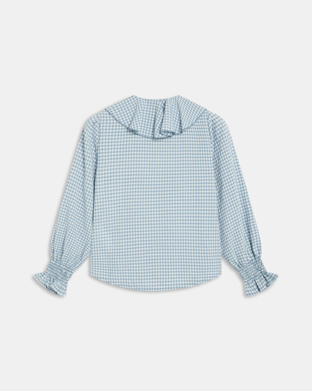 Blusa Volantes Delanteros Vichy Azul