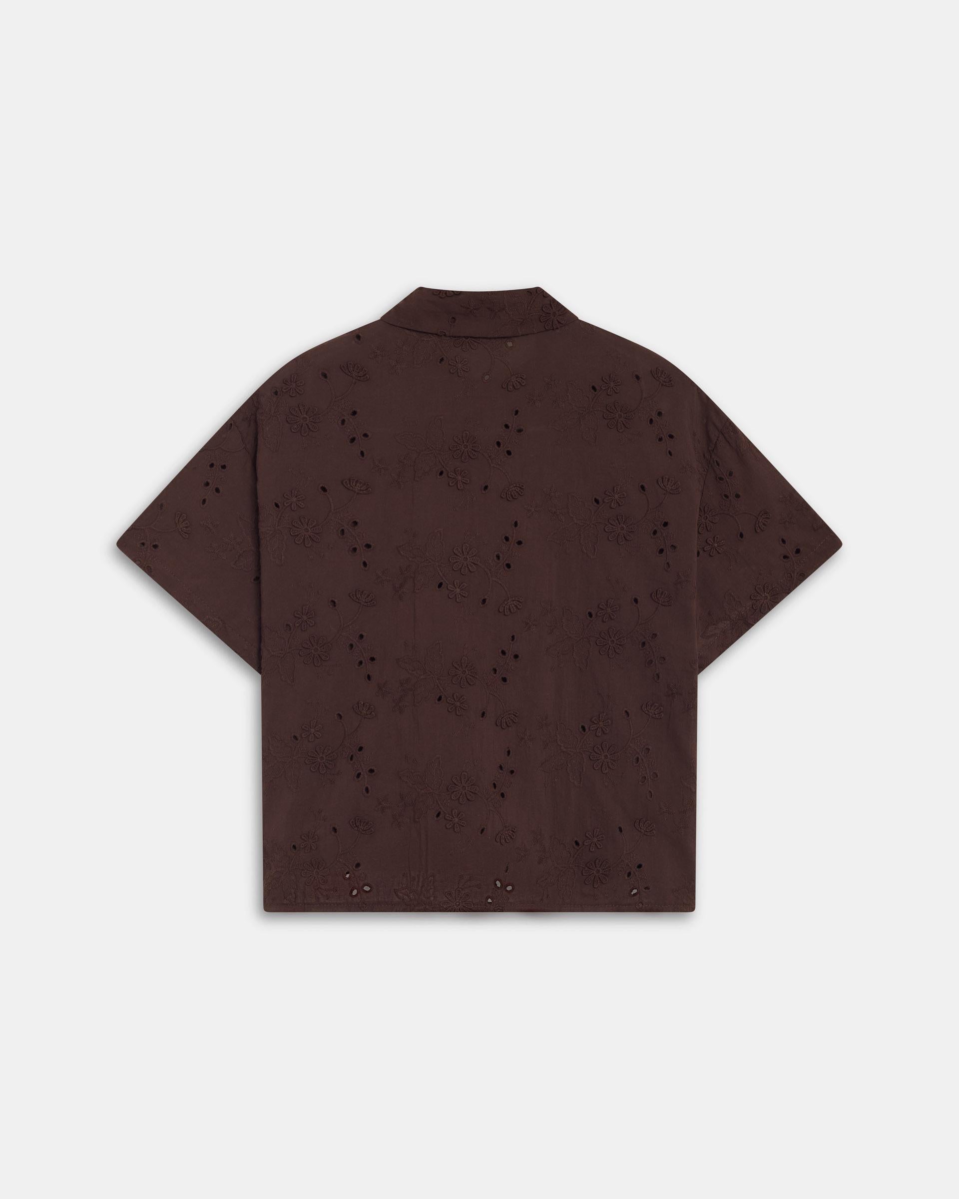 Camisa Manga Corta Troquelados Marrón