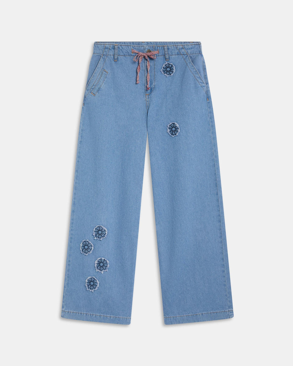 Jeans Parches Florales Azul