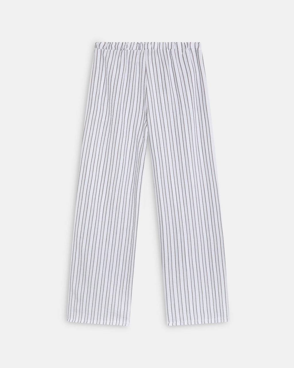 Pantalón Fluido Rayas Cinturilla Lazada Blanco