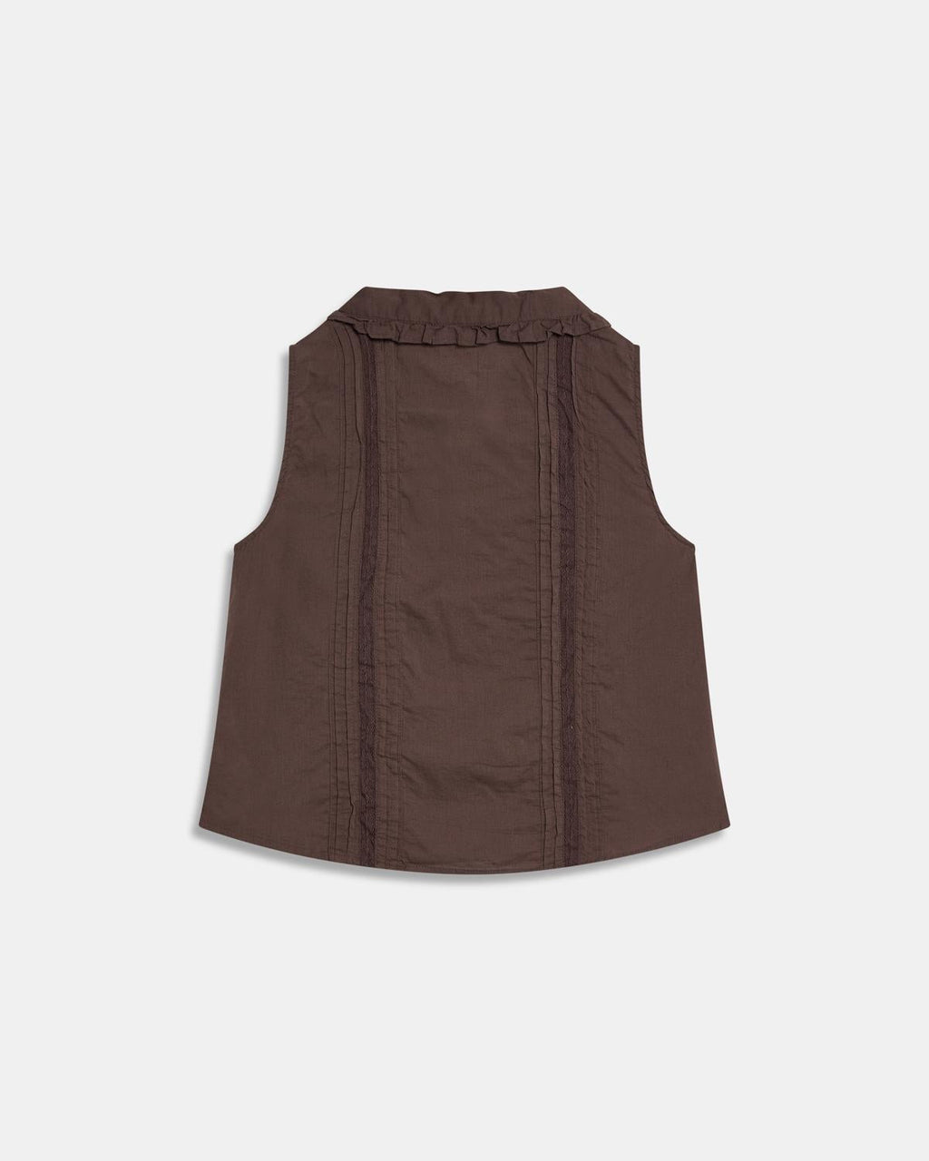 Blusa Sin Mangas Pechera Marrón