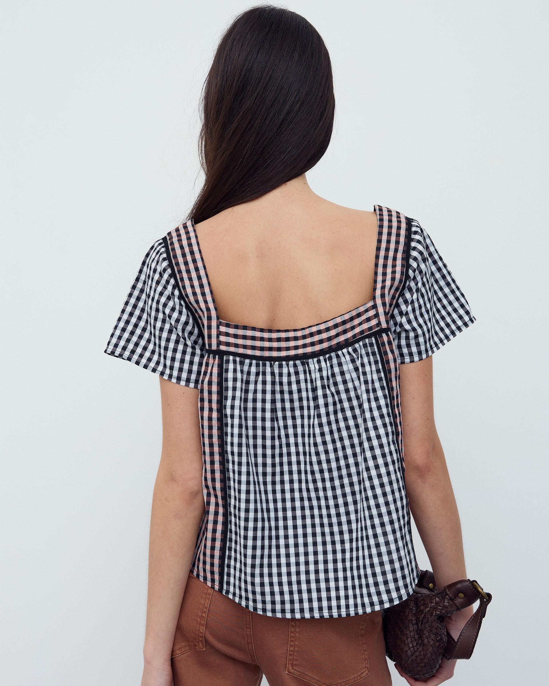 Blusa Cuadros Vichy Contraste Negro