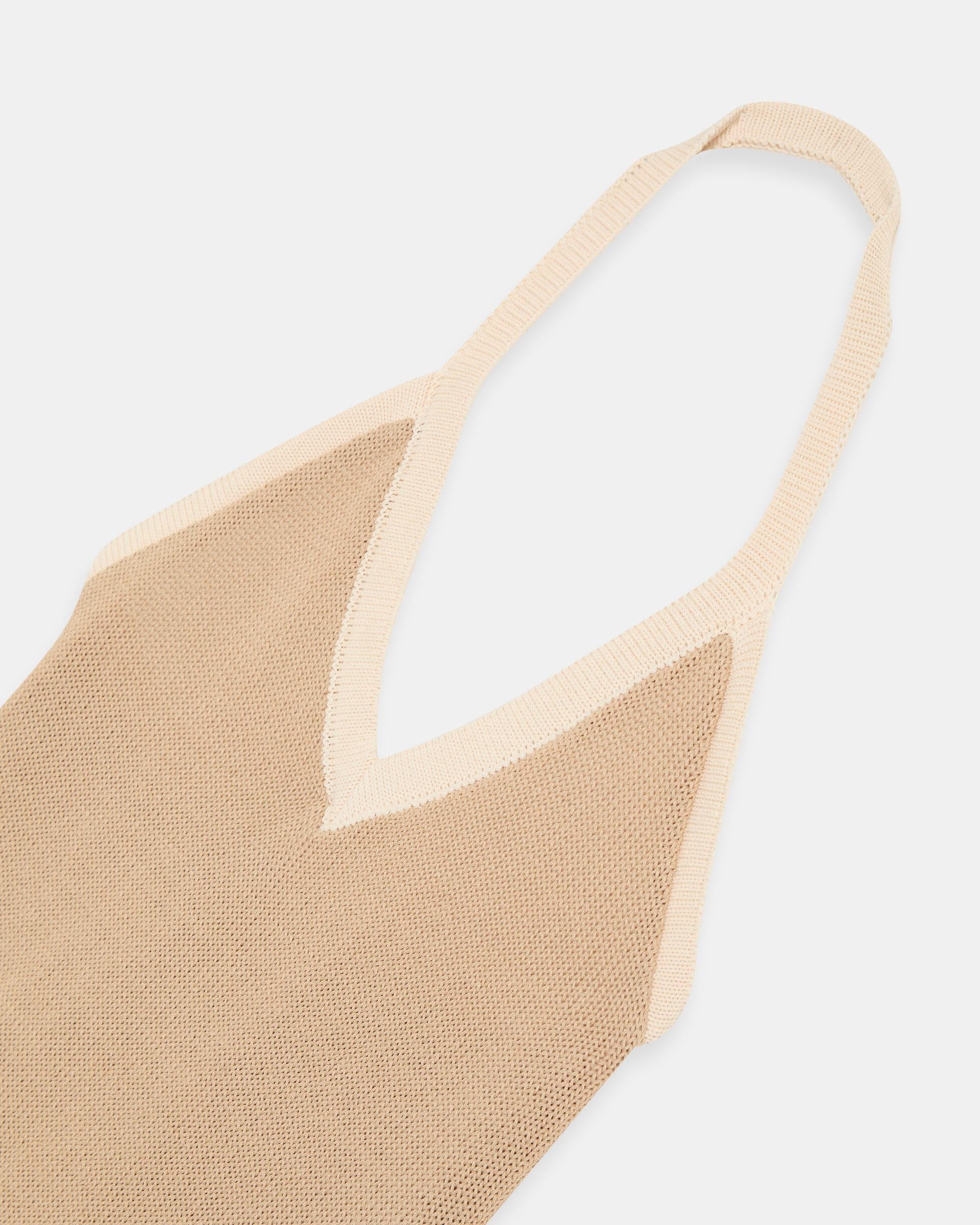 Top Punto Halter Contraste Beige