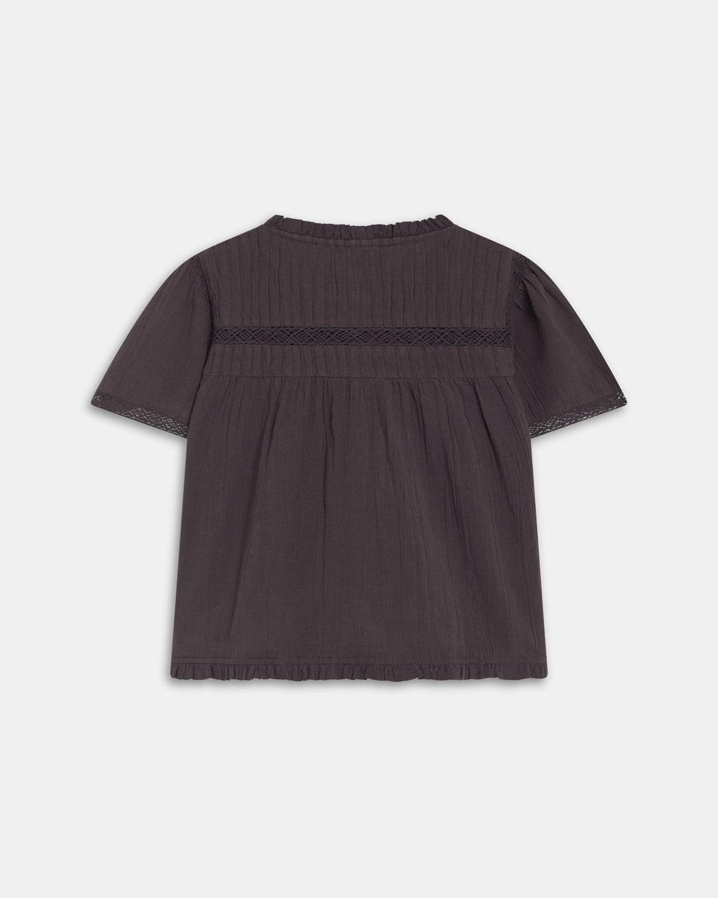 Blusa Manga Corta Puntillas Antracita