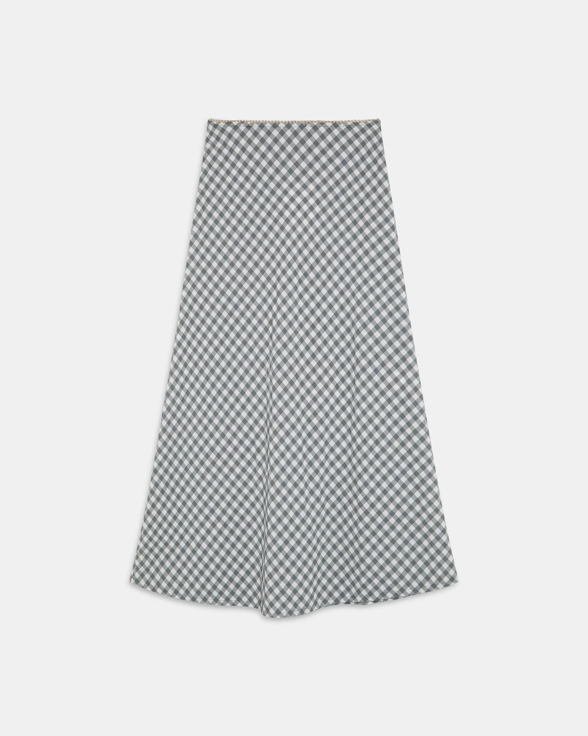 Falda Fluida Cuadros Gris
