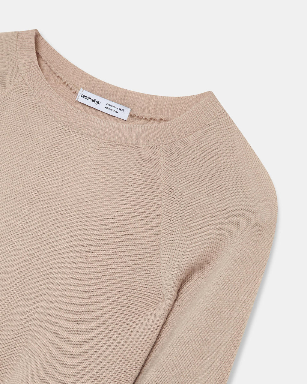 Jersey Cuello Redondo Punto Fino Beige