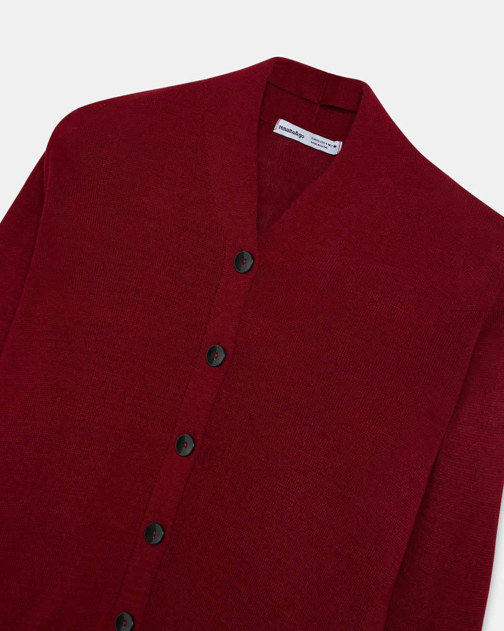 Chaqueta Punto Cuello Subido Pico Granate
