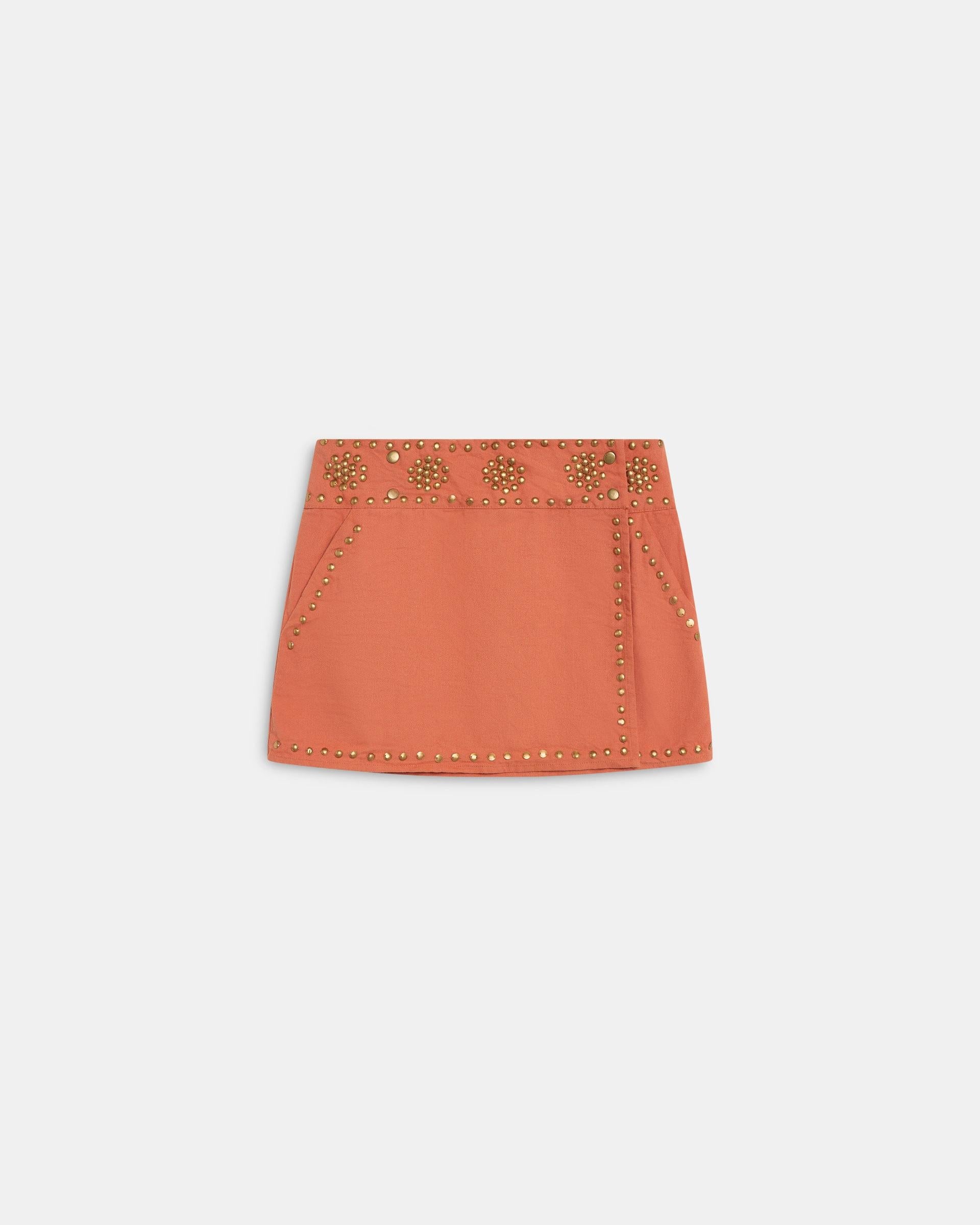 Minifalda Tachuelas Canvas Naranja