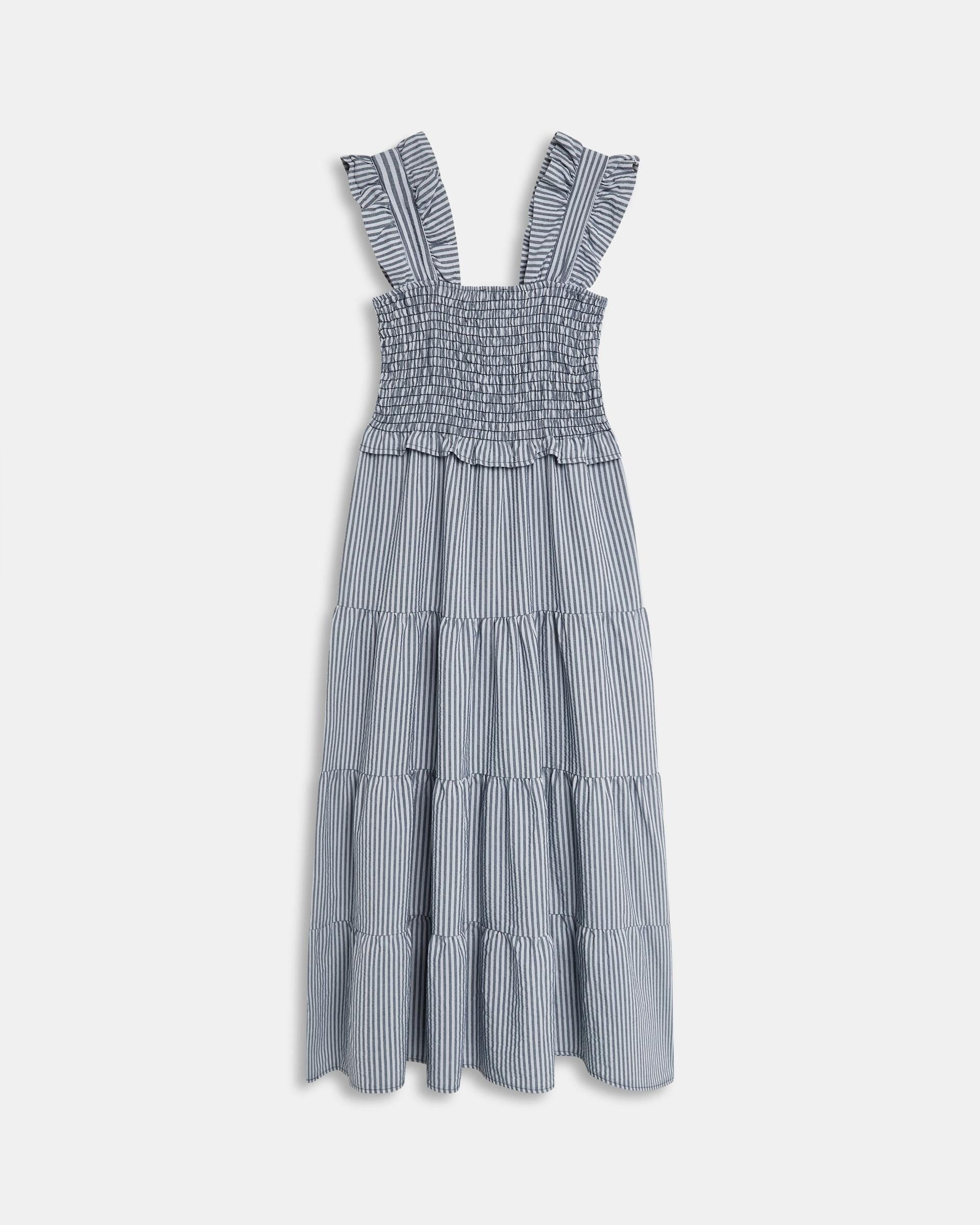 Vestido Gomas Volantes Azul