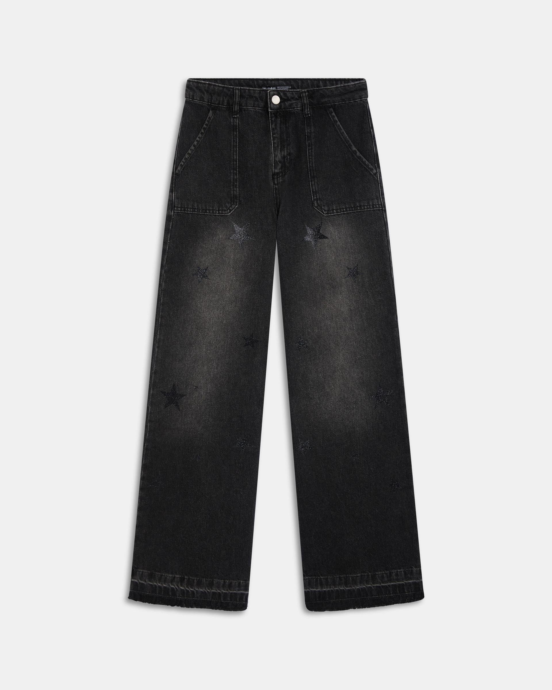 Jeans Worker Estrellas Brillos Antracita