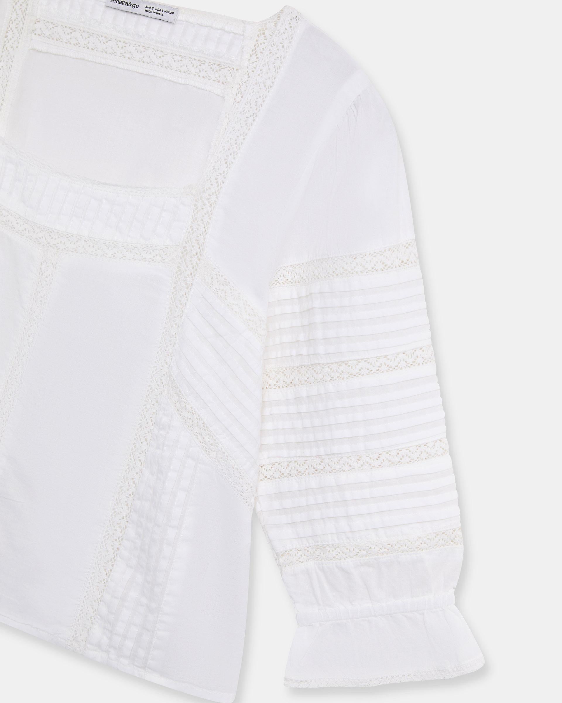 Blusa Escote Cuadrado Puntillas Blanca