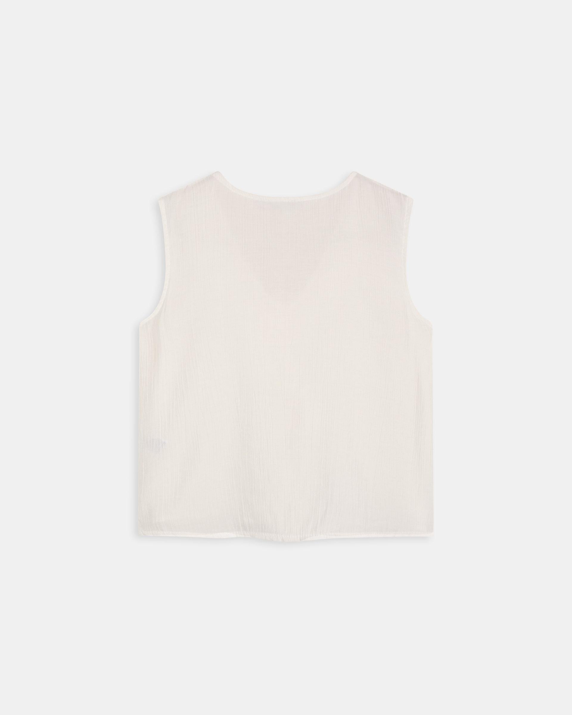 Blusa Sin Mangas Volantes Escote V Blanca