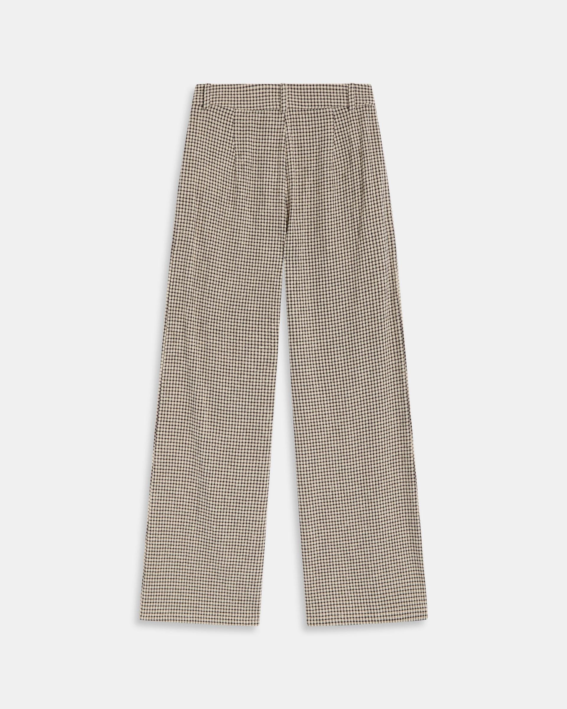 Pantalón Cuadros Bolsillos Seersucker Beige