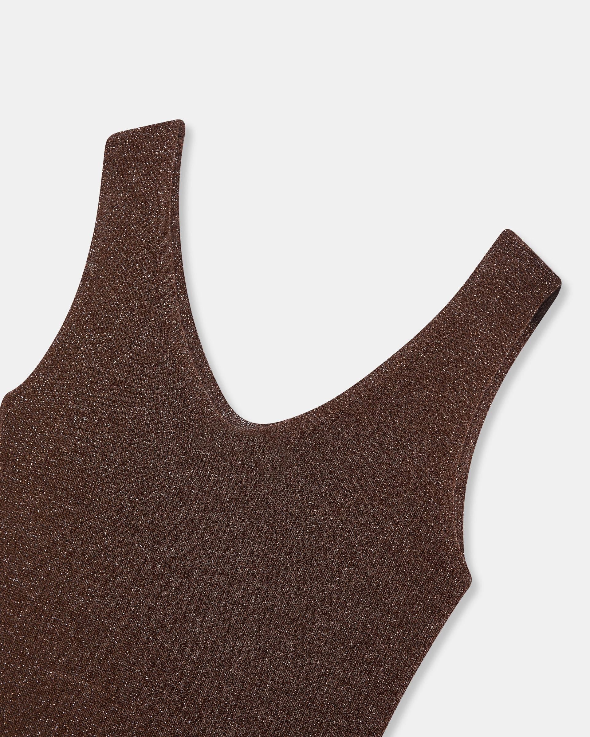 Top Tirantes Lurex Marrón