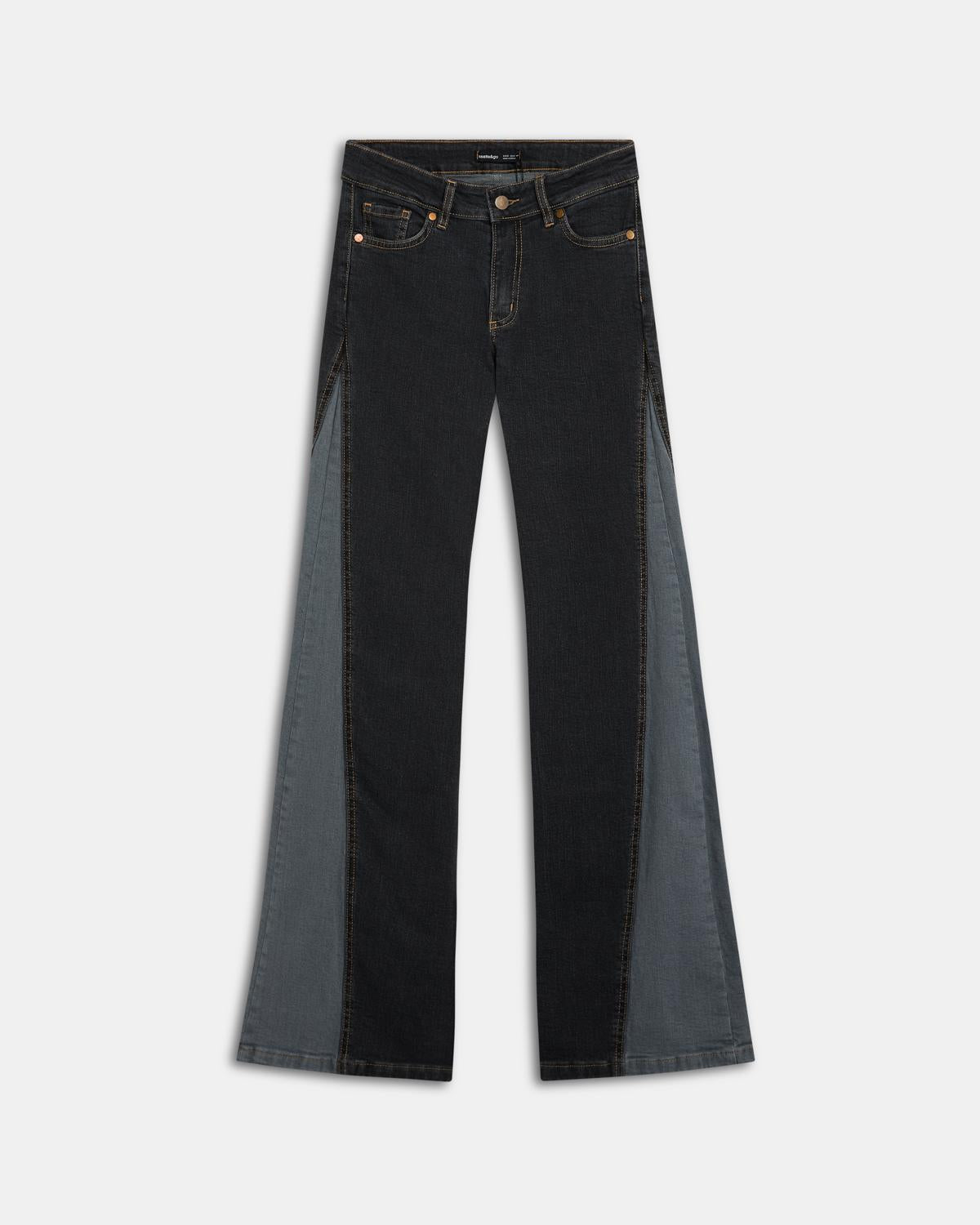Jeans Cuñas Lateral Negro