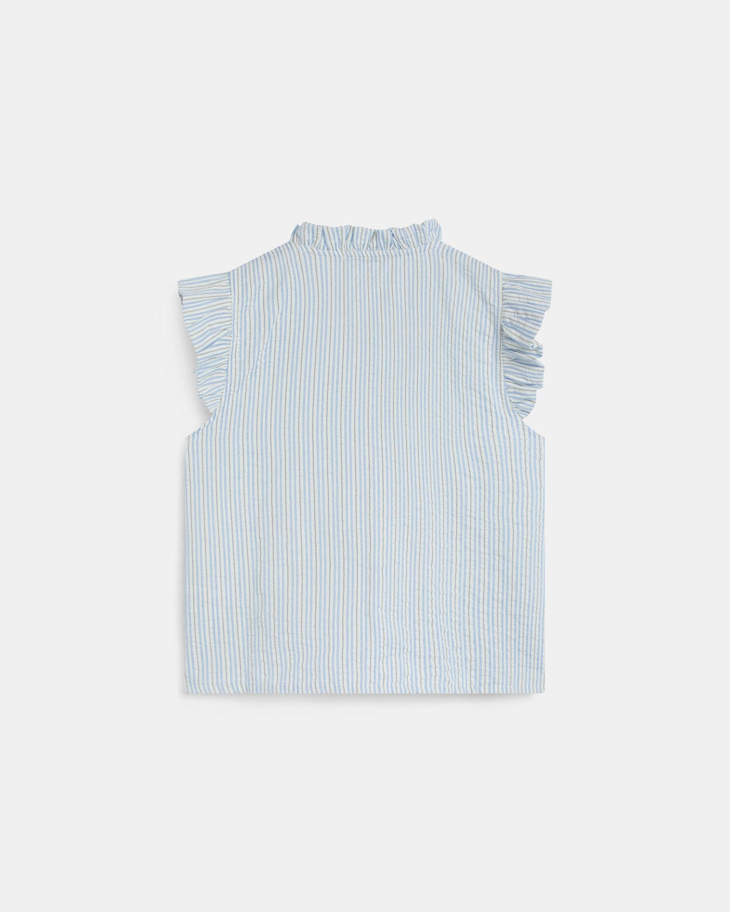 Blusa Sin Mangas Volantes Rayas Azul