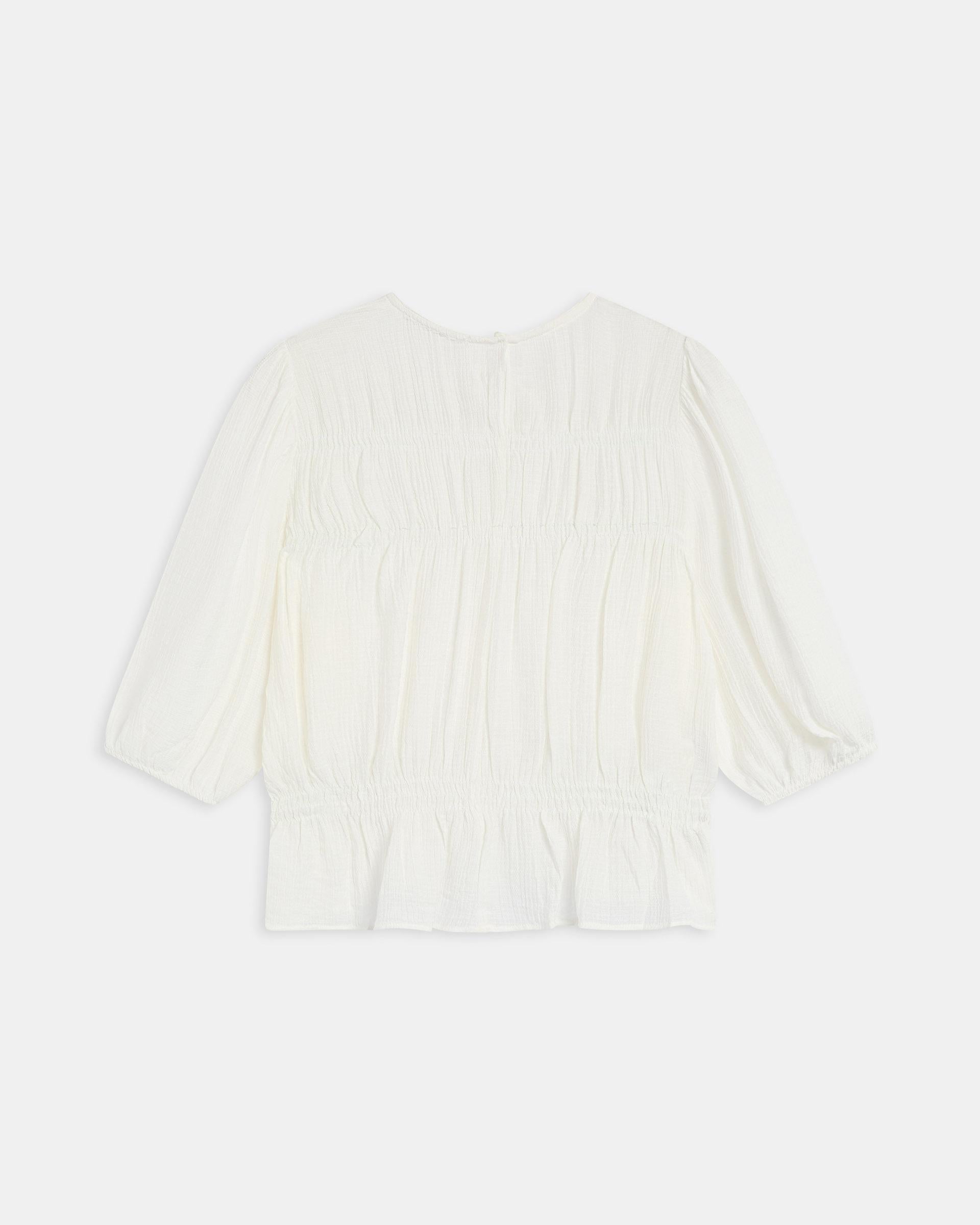 Blusa Gomas Manga Francesa Blanca