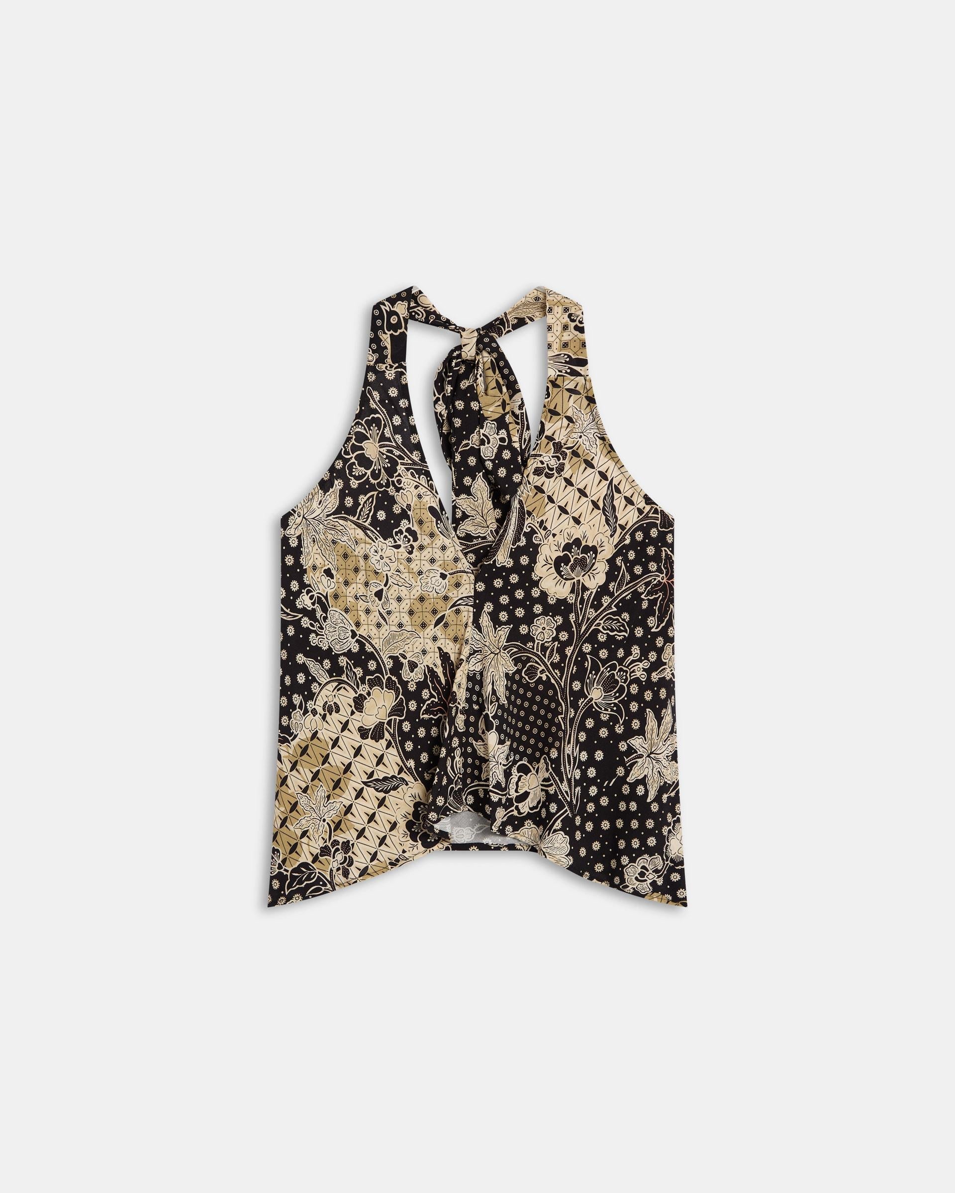 Top Halter Lazada Estampado Floral Negro