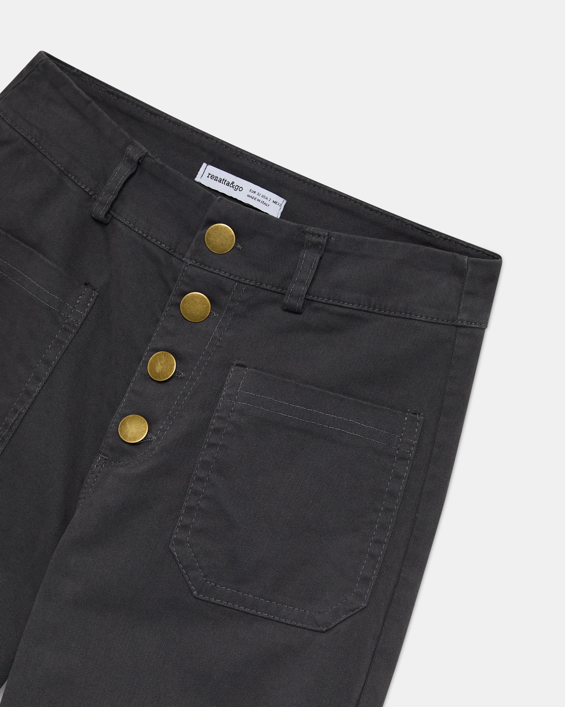 Jeans Bolsillos De Plastón Antracita