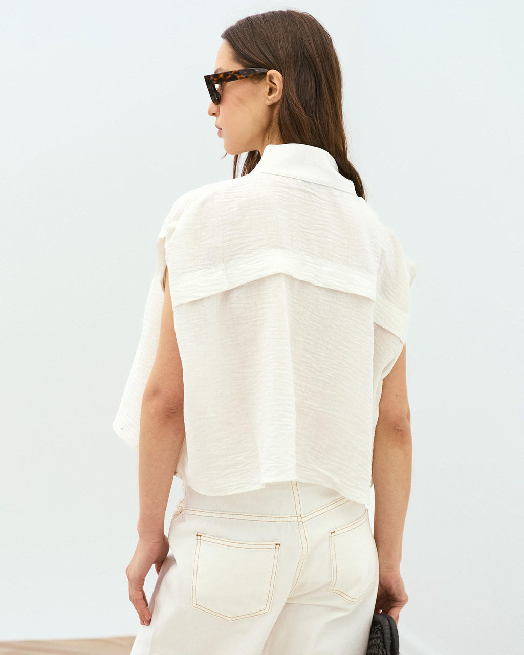 Blusa Sin Mangas Hombreras Blanca
