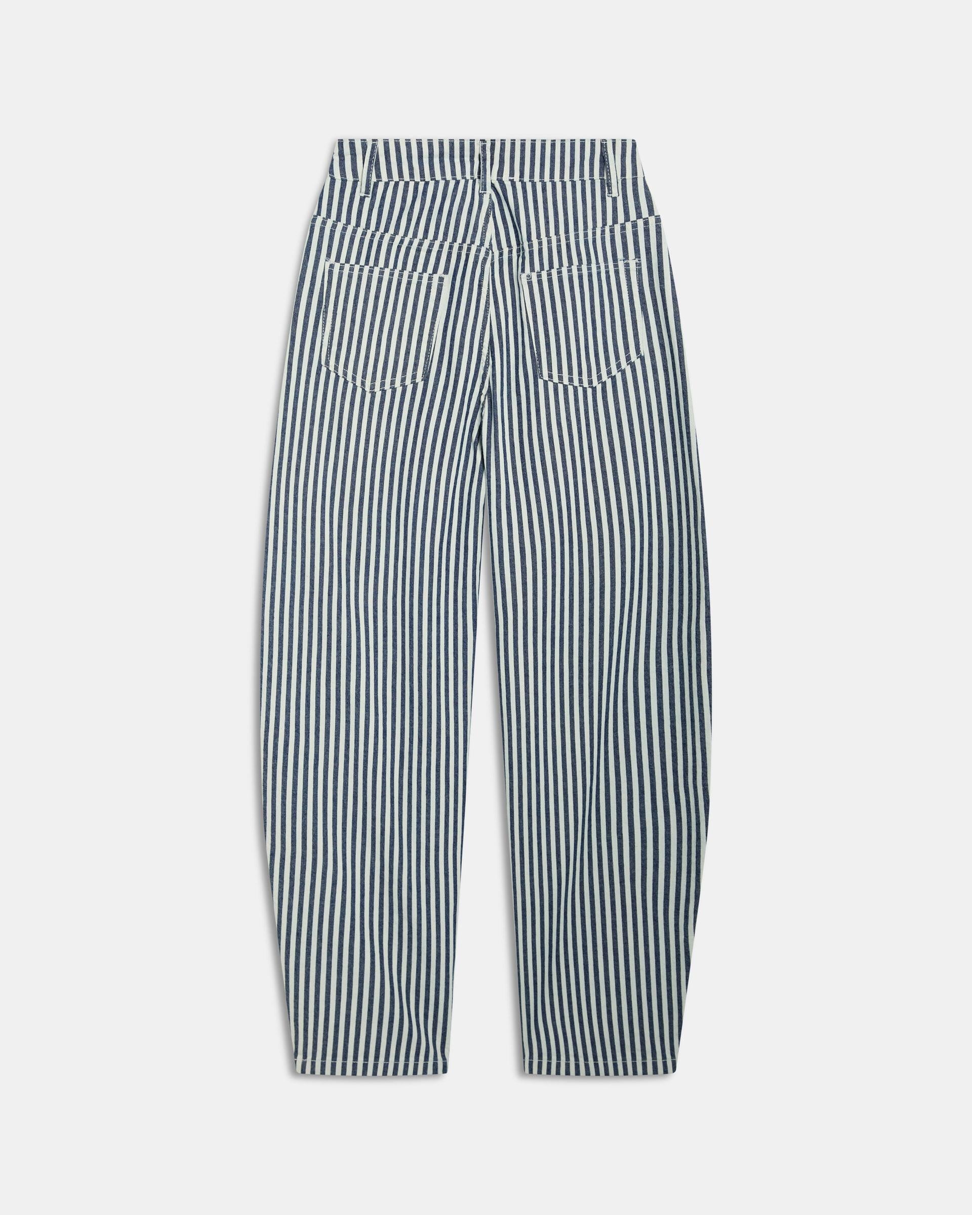 Jeans Balloon Rayas Bicolor Azul Oscuro