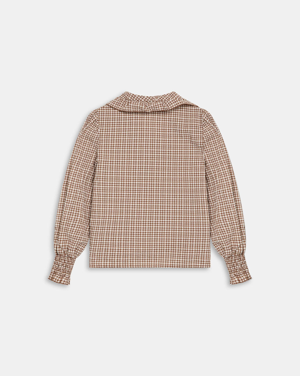 Blusa Volante Cuello Vichy Marrón