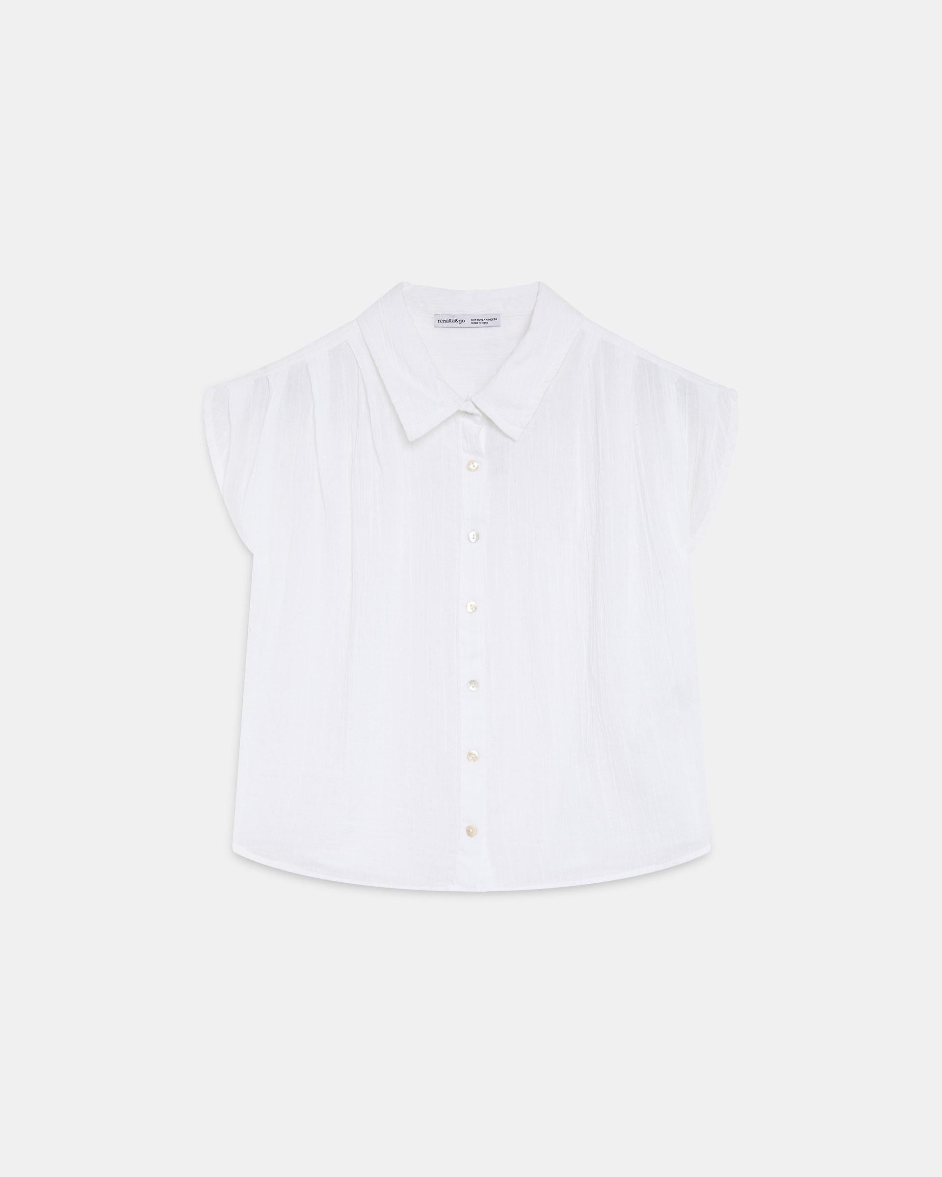 Camisa Sin Mangas Pliegues Blanca