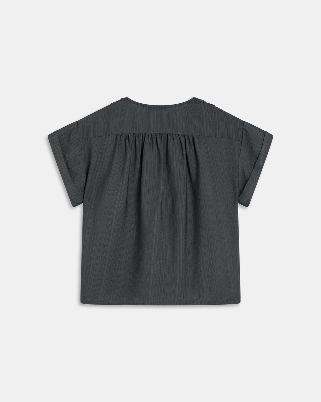 Blusa Fluida Escote Pico Botones Antracita