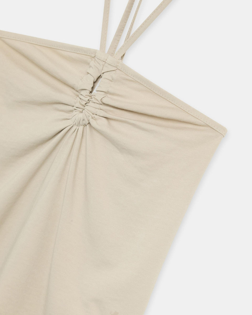 Camiseta Halter Fruncido Delantero Beige