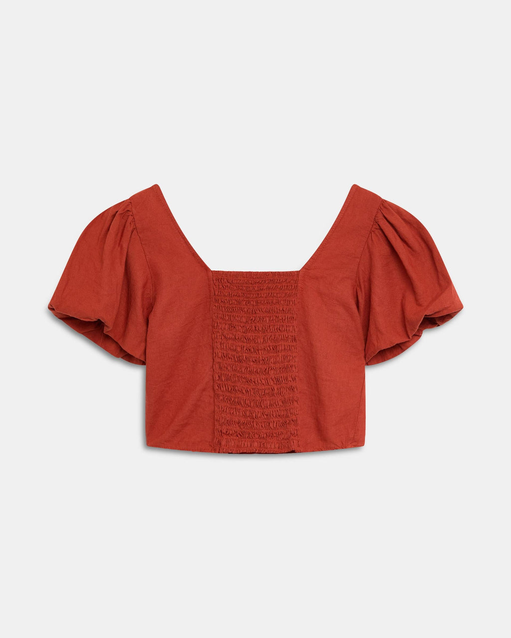 Top Manga Abullonada Escote Espalda Naranja