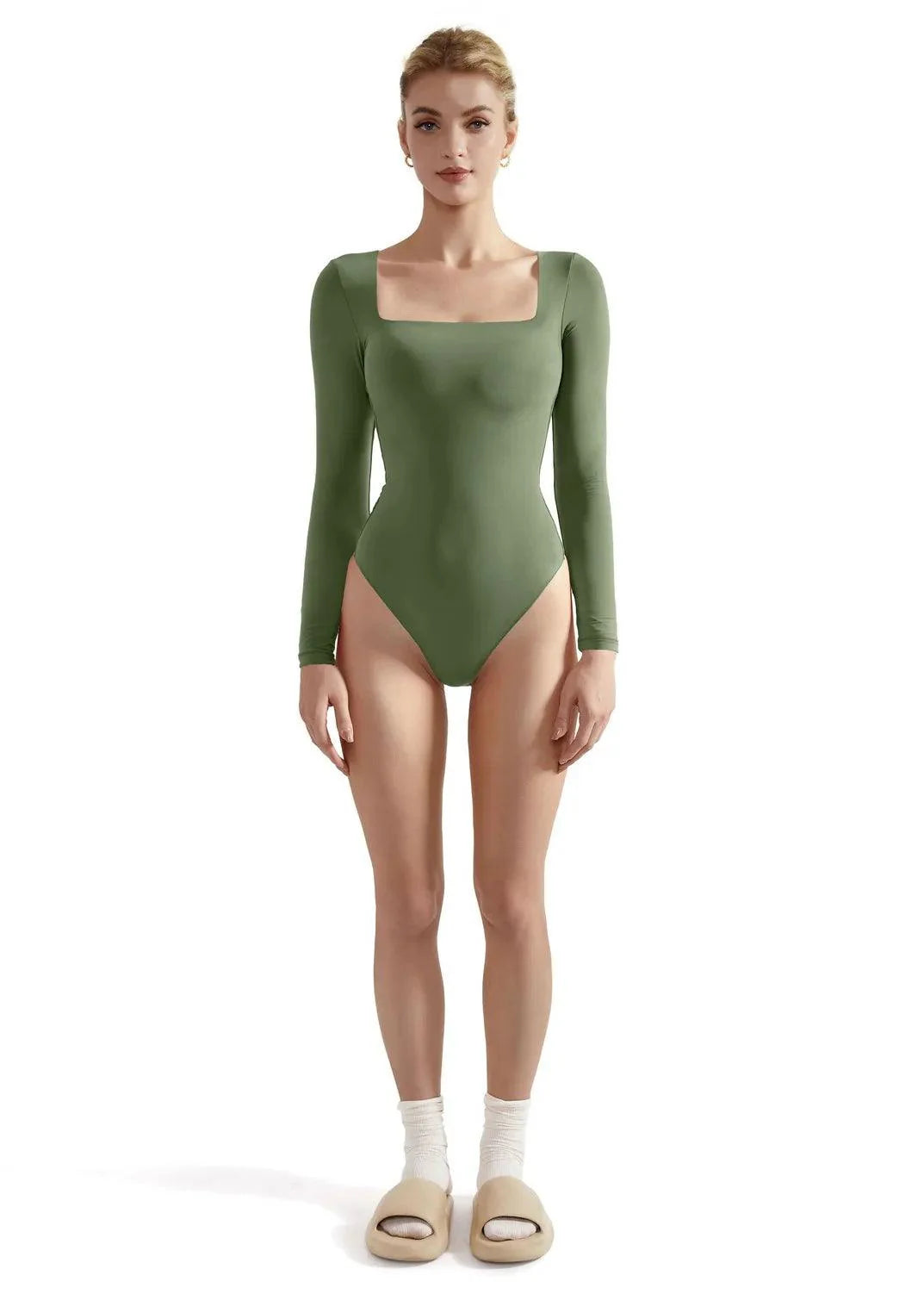 Flash Sales - Buttery Soft Square Neck Bodysuit - Long Sleeve