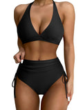 Ribbed Drawstring Bikini Set