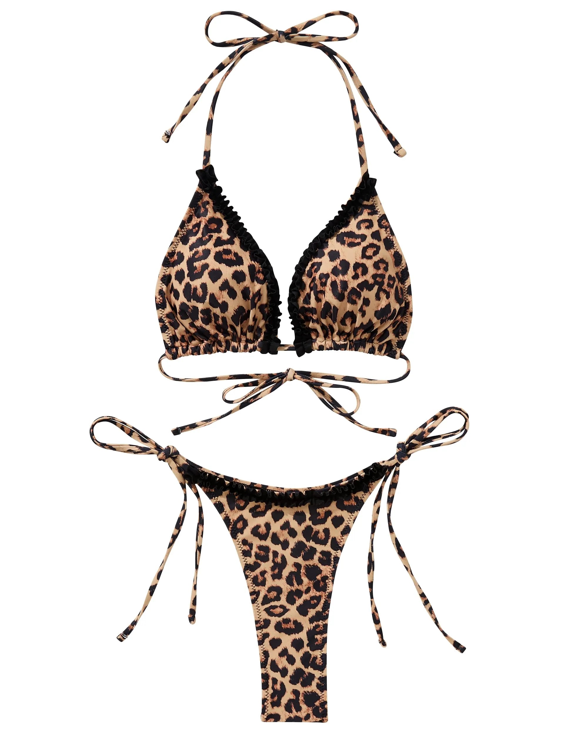 Ruffle Thong Bikini Set