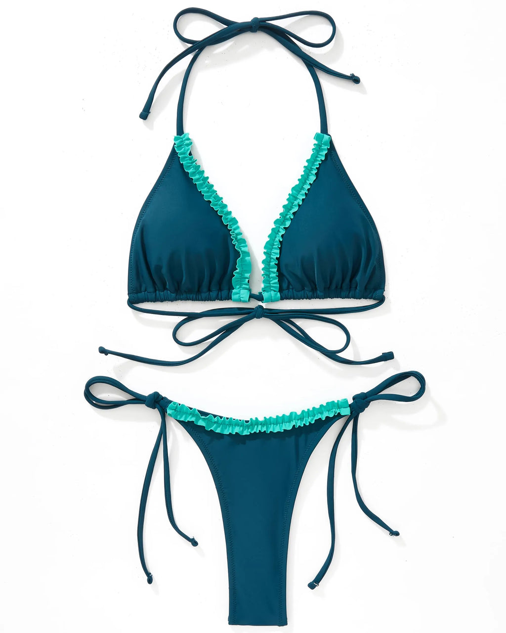 Ruffle Thong Bikini Set