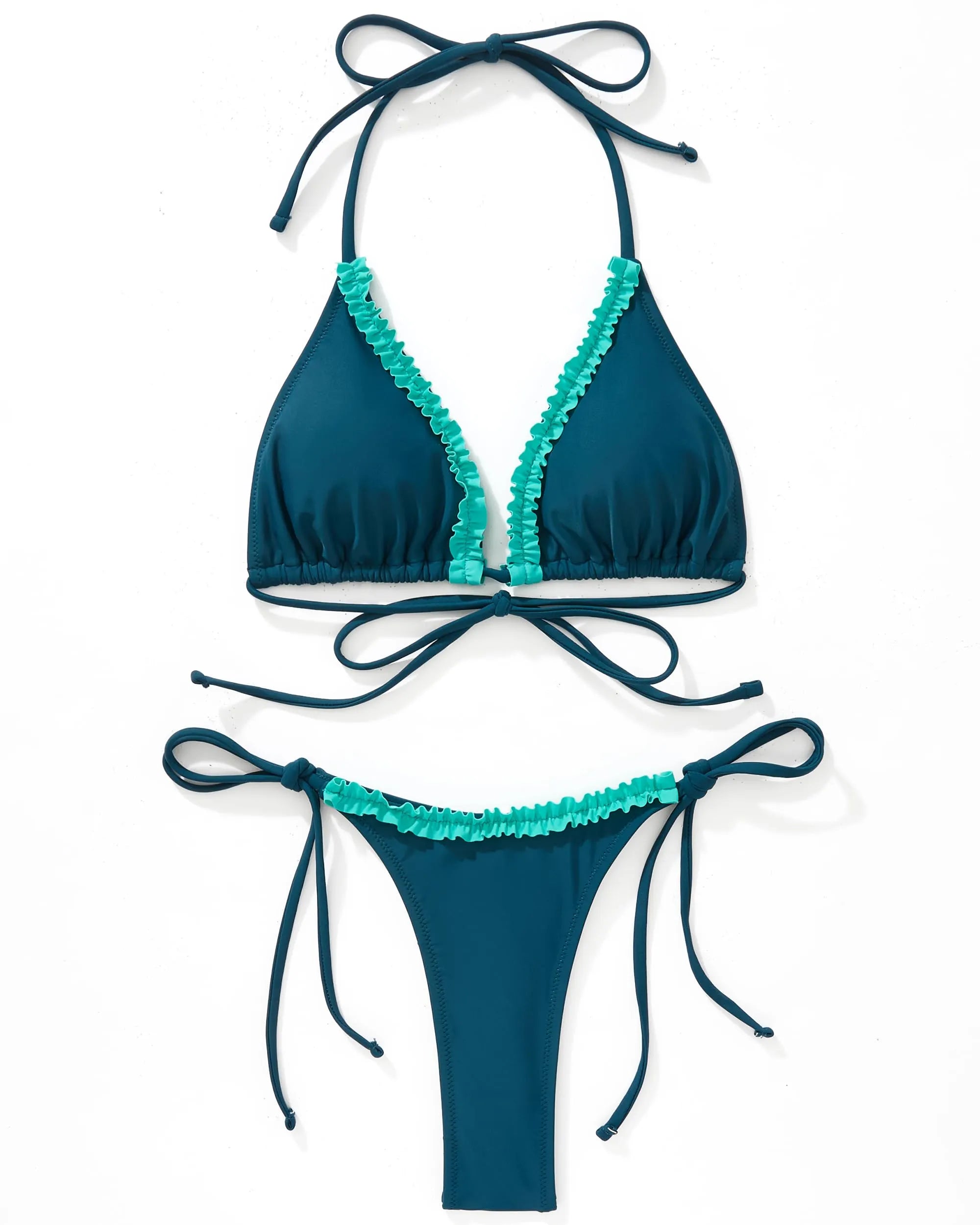 Ruffle Thong Bikini Set