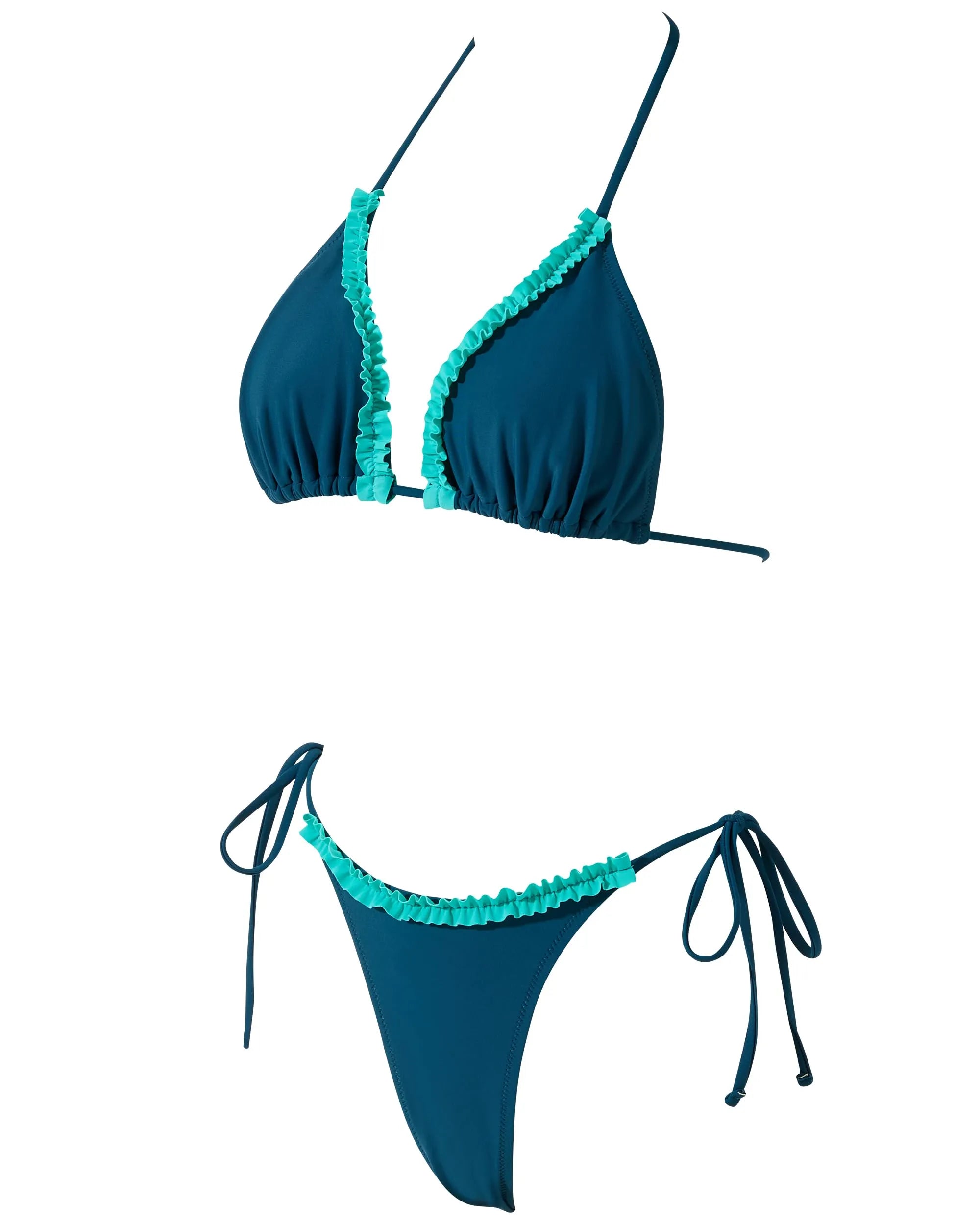 Ruffle Thong Bikini Set