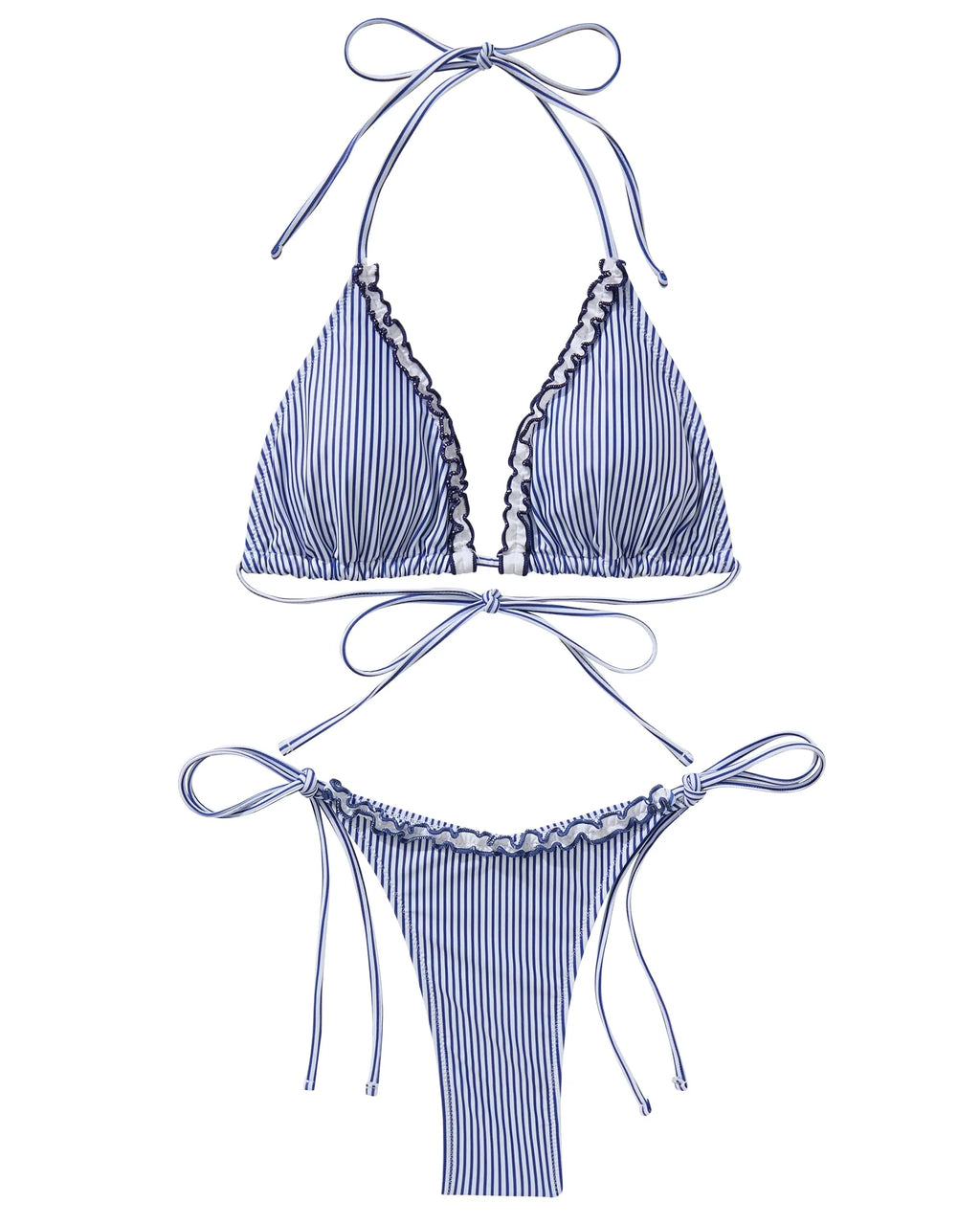 Ruffle Thong Bikini Set
