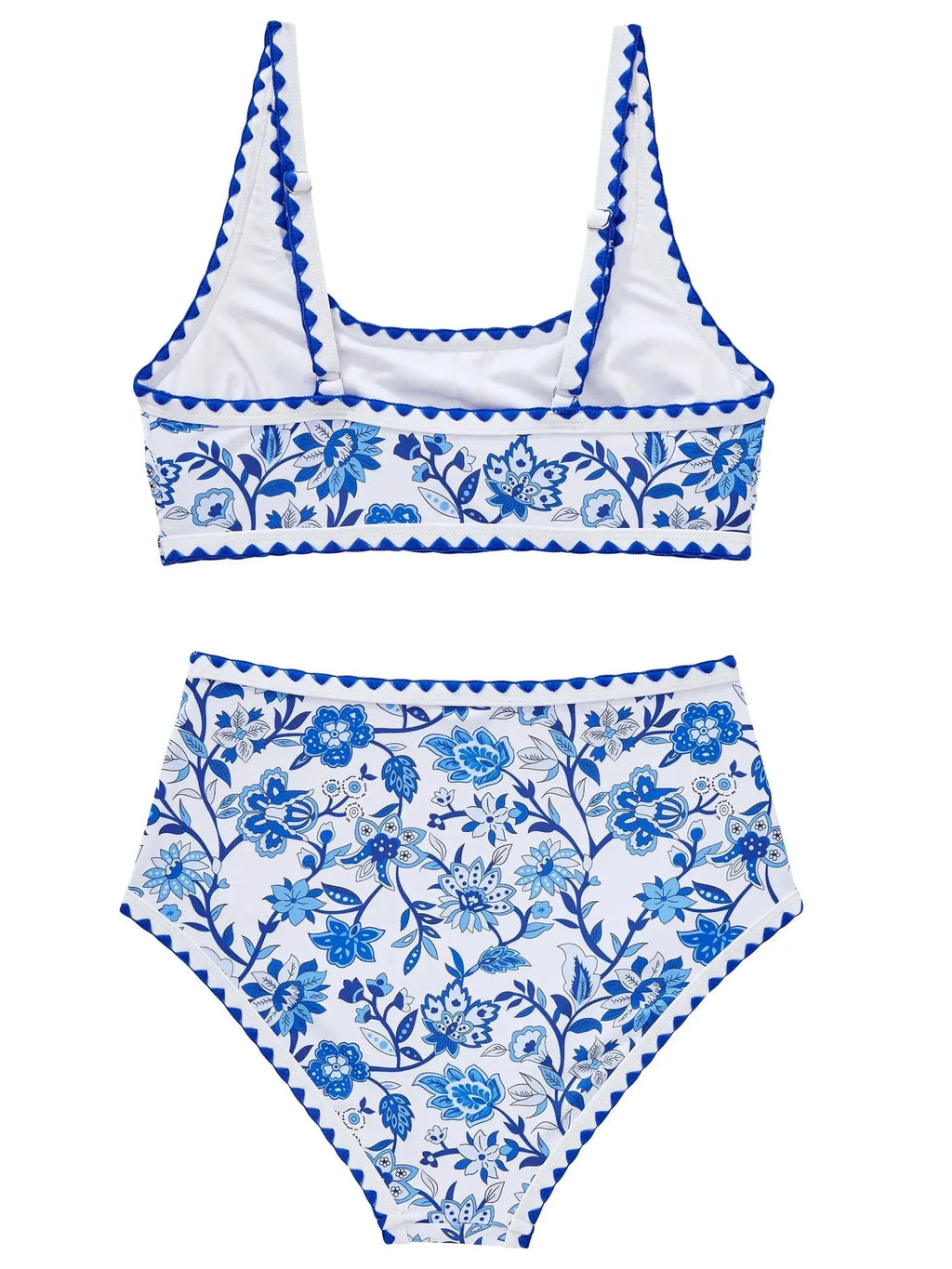Floral Print Color Block Bikini Set