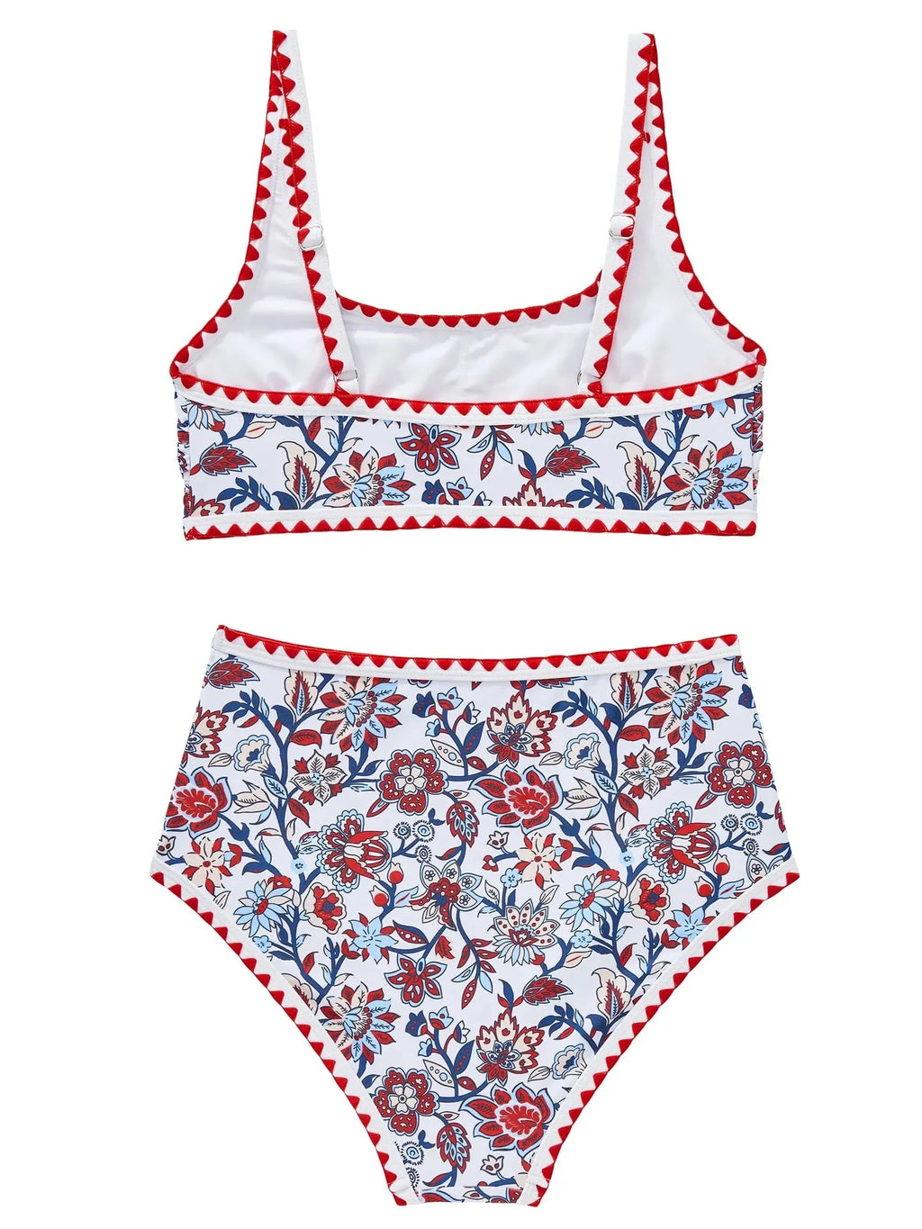 Floral Print Color Block Bikini Set