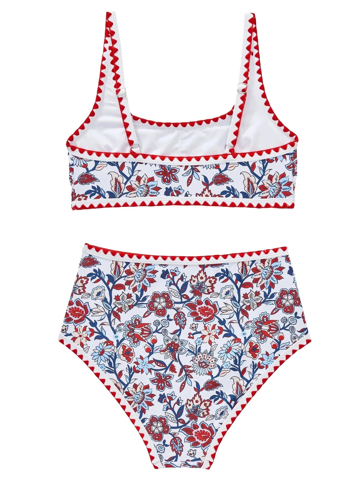 Floral Print Color Block Bikini Set
