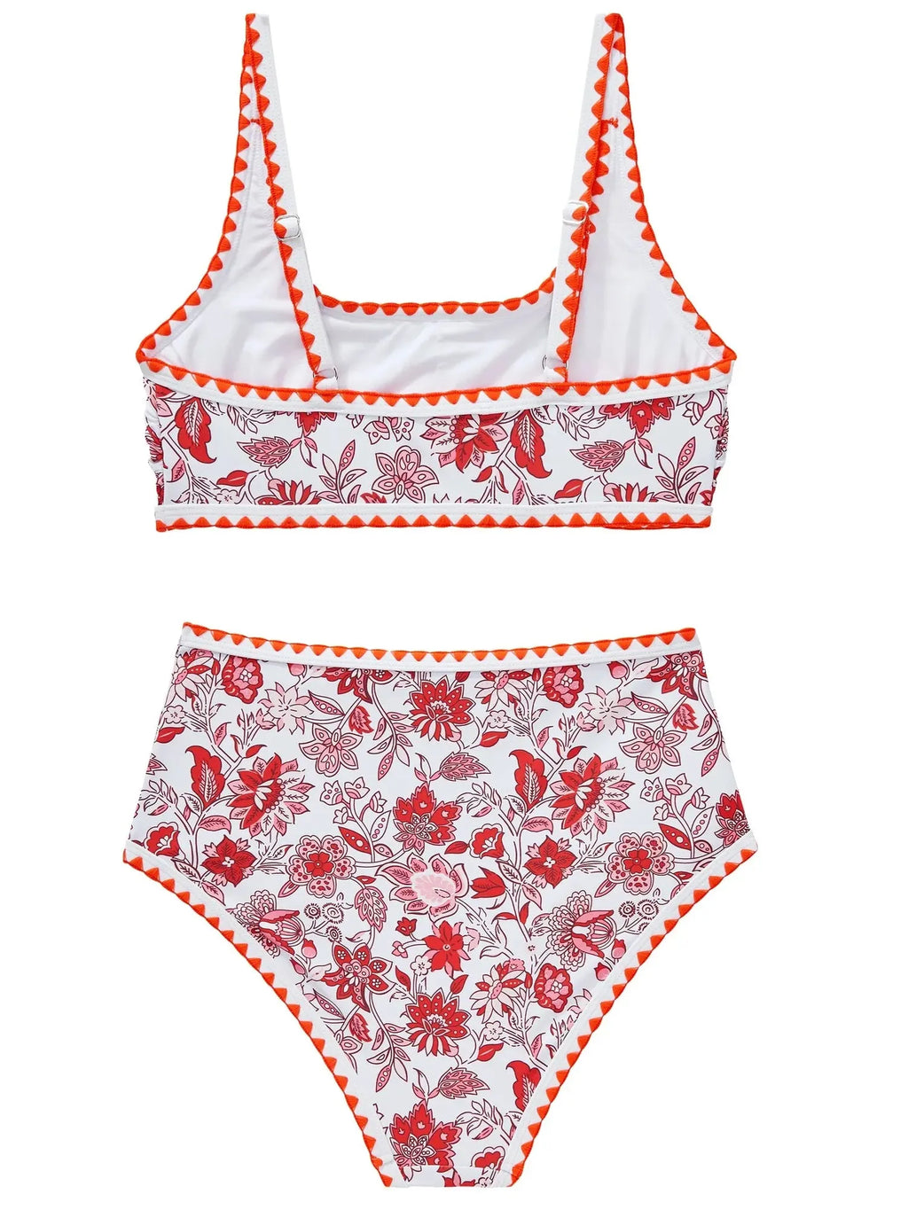 Floral Print Color Block Bikini Set