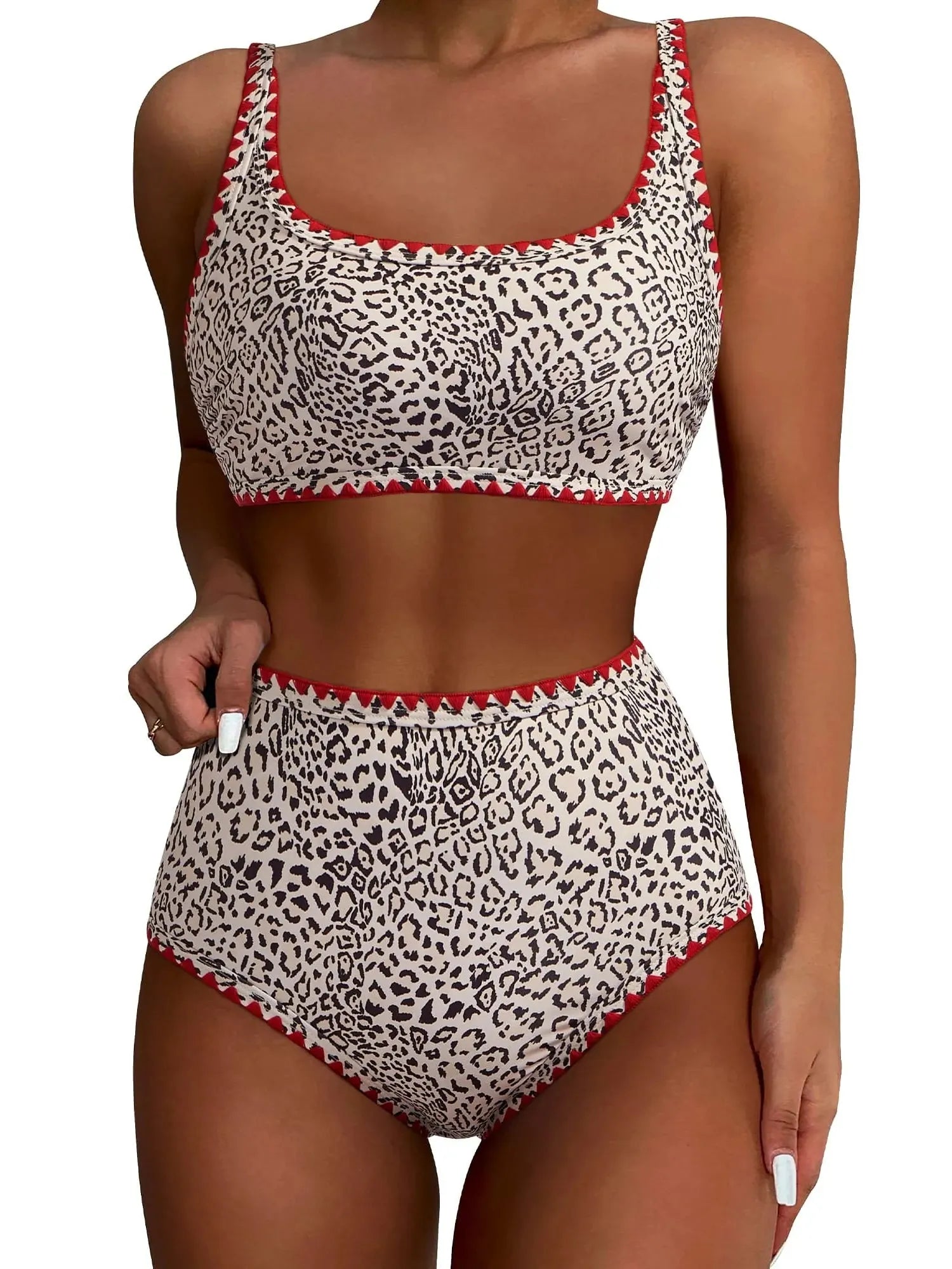 Floral Print Color Block Bikini Set