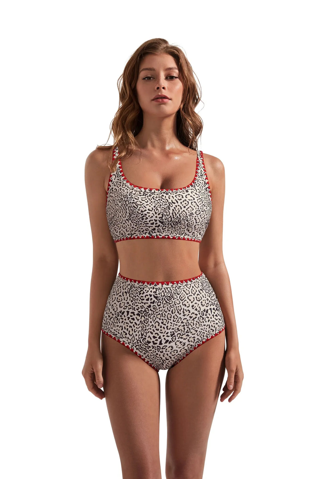 Floral Print Color Block Bikini Set